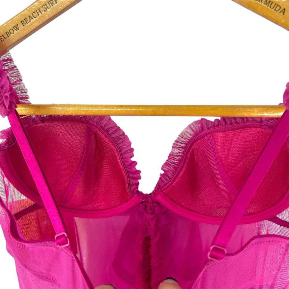 NWT SAMPLE Victoria’s Secret Sexy Little Things Magenta Sequined Mesh Babydoll - Picture 9 of 11